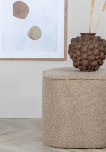 VENTURE DESIGN Piff puf, kvadratisk - beige bamsestof polyester (44x44)