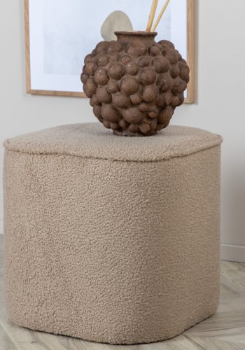 VENTURE DESIGN Piff puf, kvadratisk - beige bamsestof polyester (44x44)