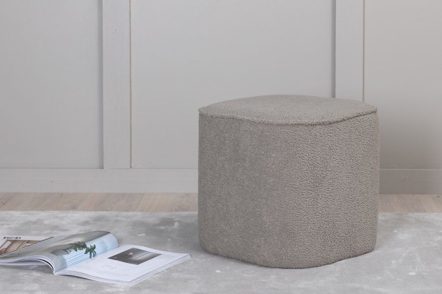 VENTURE DESIGN Piff puf, kvadratisk - gr bamsestof polyester (44x44)