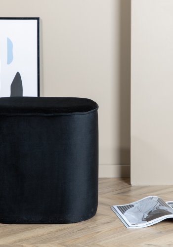 VENTURE DESIGN Piff puf, kvadratisk - sort fljl (44x44)