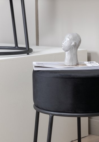 VENTURE DESIGN Pippi puf, rund - sort fljl og sort stl (45.5)