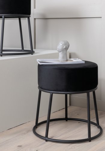 VENTURE DESIGN Pippi puf, rund - sort fljl og sort stl (45.5)