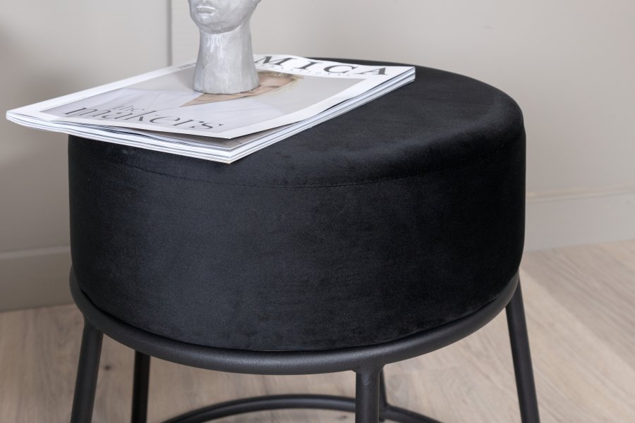 VENTURE DESIGN Pippi puf, rund - sort fljl og sort stl (45.5)