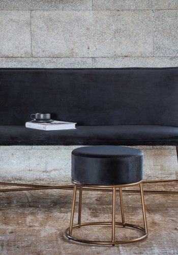 VENTURE DESIGN Pippi puf, rund - sort fljl og kobber stl (45.5)