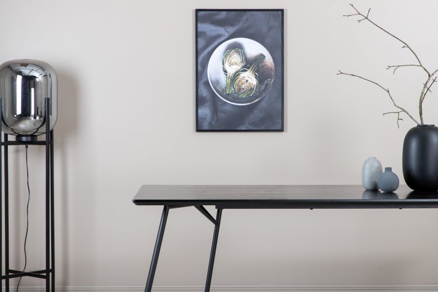 VENTURE DESIGN Pippi spisebord, rektangulr - sort finér og sort stl (190x90)