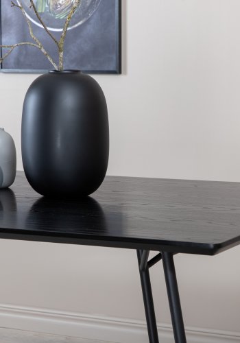 VENTURE DESIGN Pippi spisebord, rektangulr - sort finér og sort stl (190x90)