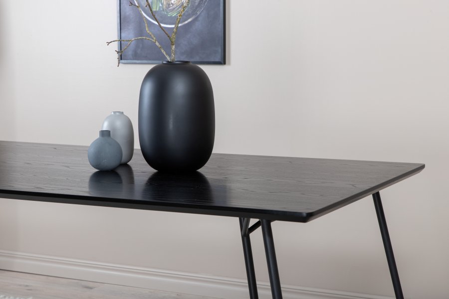 VENTURE DESIGN Pippi spisebord, rektangulr - sort finér og sort stl (190x90)