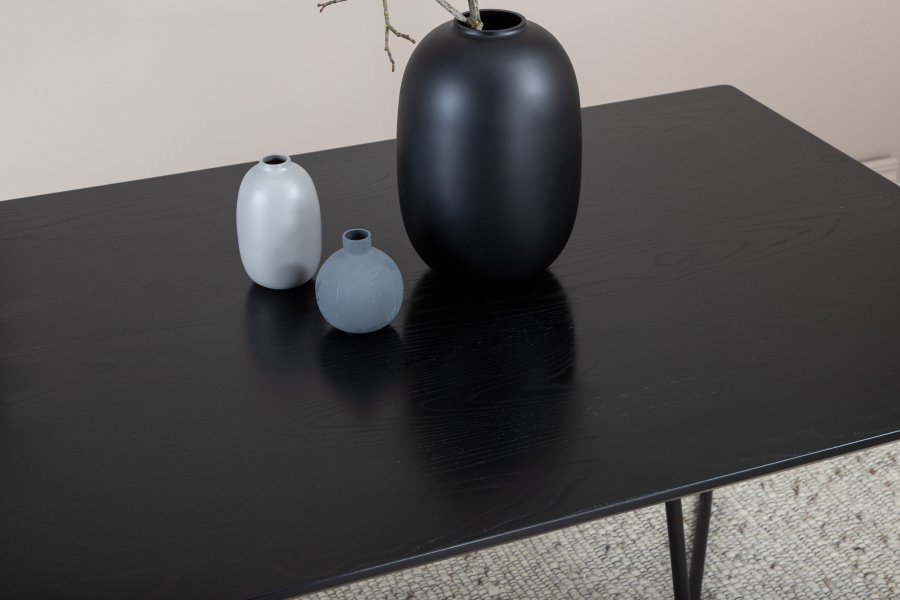 VENTURE DESIGN Pippi spisebord, rektangulr - sort finér og sort stl (190x90)