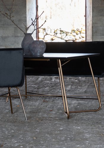 VENTURE DESIGN Pippi spisebord, rektangulr - sort finér og kobber stl (190x90)