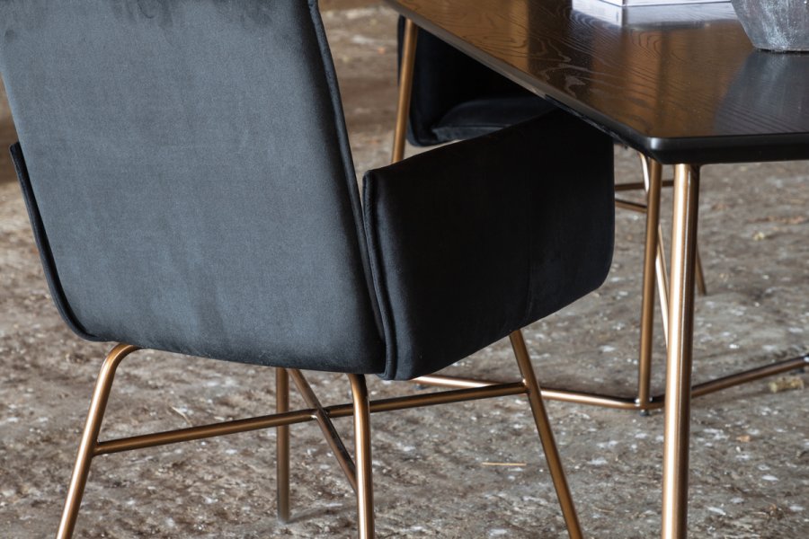 VENTURE DESIGN Pippi spisebord, rektangulr - sort finér og kobber stl (190x90)