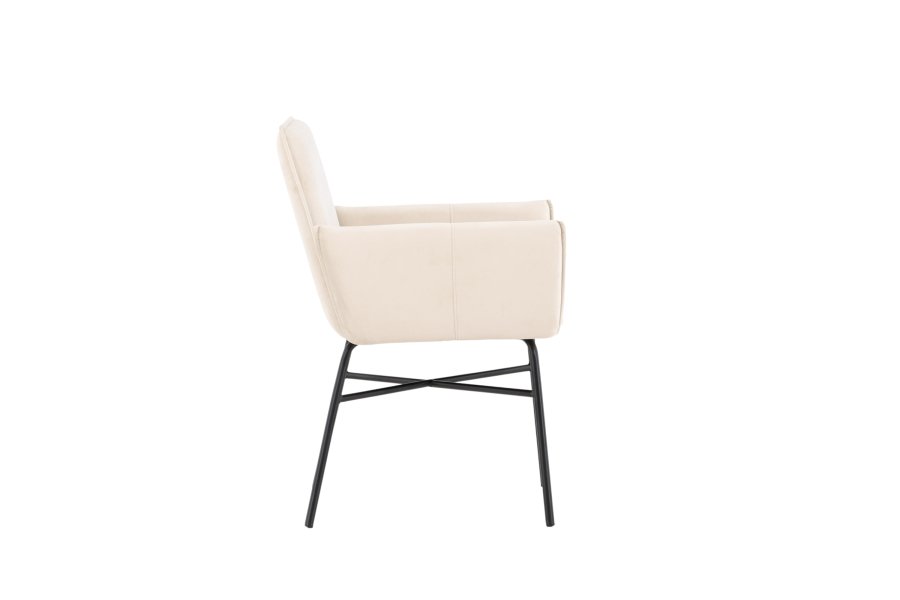 VENTURE DESIGN Petra spisebordsstol, m. armln - beige polyester fljl og sort stl