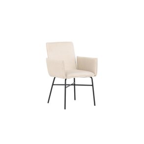 VENTURE DESIGN Petra spisebordsstol, m. armln - beige polyester fljl og sort stl