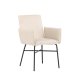 VENTURE DESIGN Petra spisebordsstol, m. armln - beige polyester fljl og sort stl