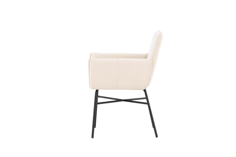 VENTURE DESIGN Petra spisebordsstol, m. armln - beige polyester fljl og sort stl