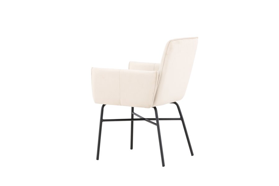 VENTURE DESIGN Petra spisebordsstol, m. armln - beige polyester fljl og sort stl