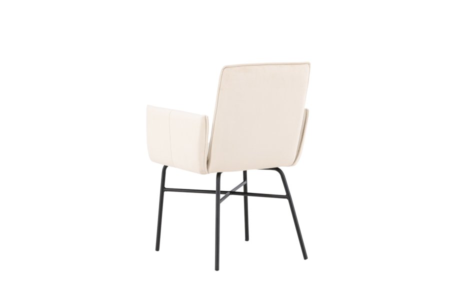 VENTURE DESIGN Petra spisebordsstol, m. armln - beige polyester fljl og sort stl