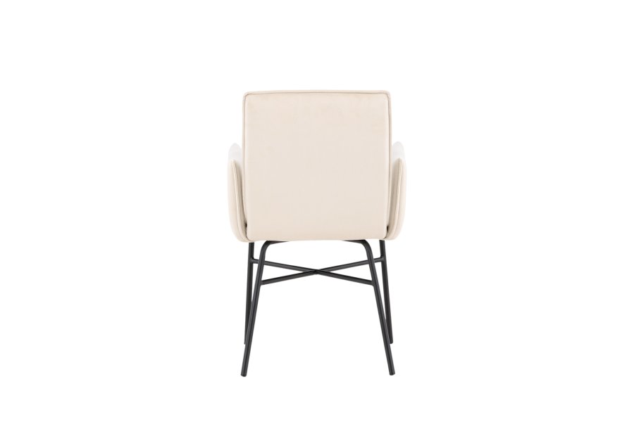 VENTURE DESIGN Petra spisebordsstol, m. armln - beige polyester fljl og sort stl