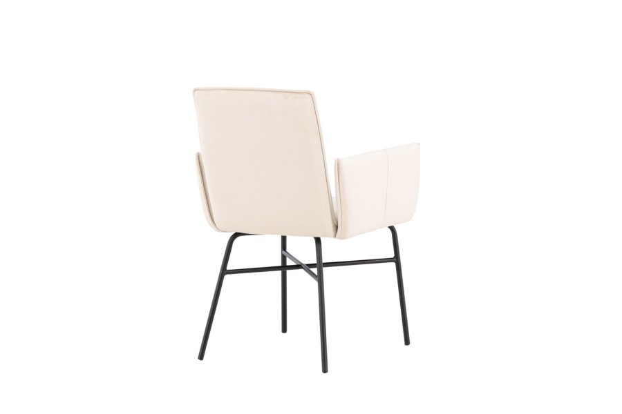 VENTURE DESIGN Petra spisebordsstol, m. armln - beige polyester fljl og sort stl
