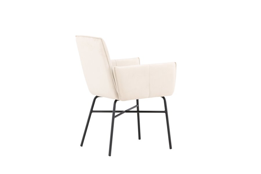 VENTURE DESIGN Petra spisebordsstol, m. armln - beige polyester fljl og sort stl