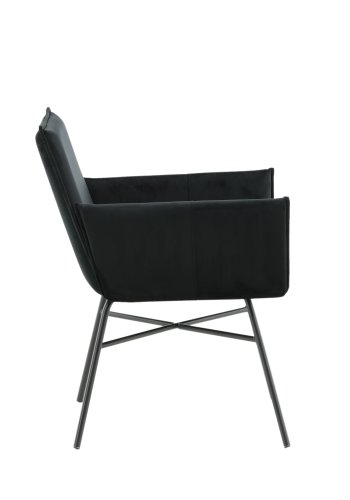 VENTURE DESIGN Pippi spisebordsstol, m. armln - sort fljl/polyesterhr og sort stl