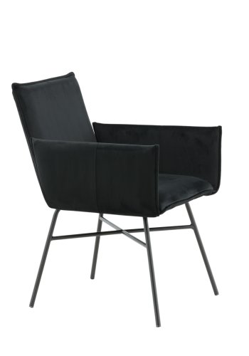 VENTURE DESIGN Pippi spisebordsstol, m. armln - sort fljl/polyesterhr og sort stl