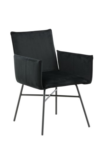 VENTURE DESIGN Pippi spisebordsstol, m. armln - sort fljl/polyesterhr og sort stl