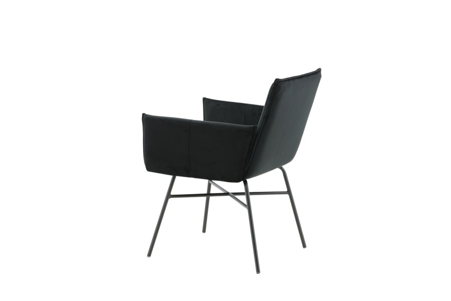 VENTURE DESIGN Pippi spisebordsstol, m. armln - sort fljl/polyesterhr og sort stl