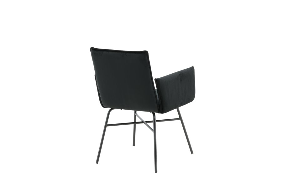 VENTURE DESIGN Pippi spisebordsstol, m. armln - sort fljl/polyesterhr og sort stl