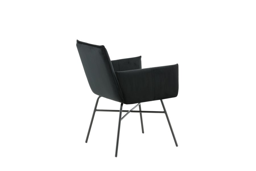 VENTURE DESIGN Pippi spisebordsstol, m. armln - sort fljl/polyesterhr og sort stl