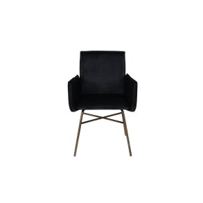 VENTURE DESIGN Pippi spisebordsstol, m. armln - sort fljl/polyesterhr og kobber stl