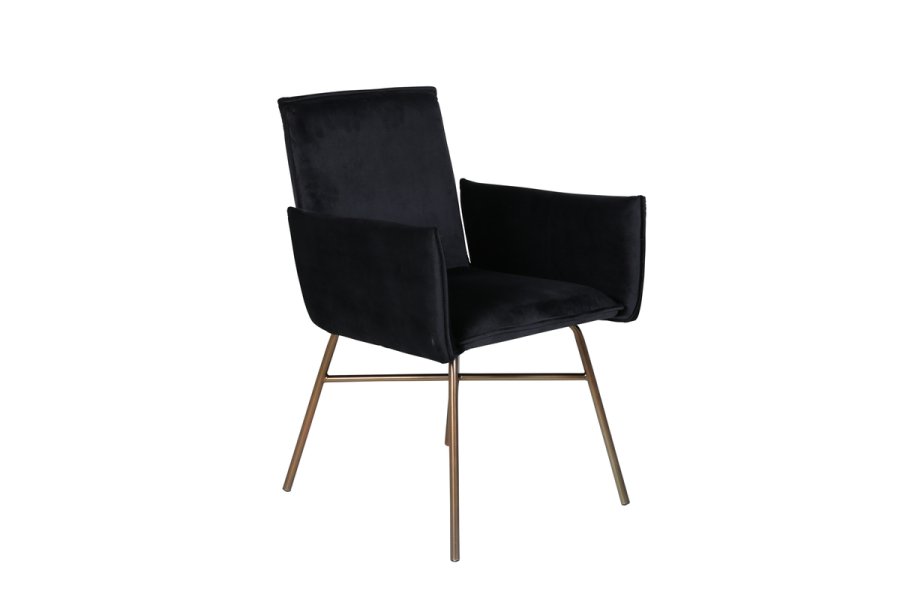 VENTURE DESIGN Pippi spisebordsstol, m. armln - sort fljl/polyesterhr og kobber stl