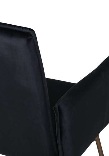 VENTURE DESIGN Pippi spisebordsstol, m. armln - sort fljl/polyesterhr og kobber stl