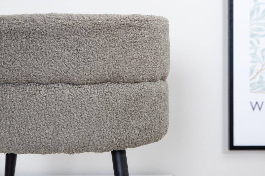 VENTURE DESIGN Pot puf, rund - gr bamsestof polyester og sort stl (40)