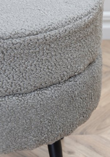 VENTURE DESIGN Pot puf, rund - gr bamsestof polyester og sort stl (40)