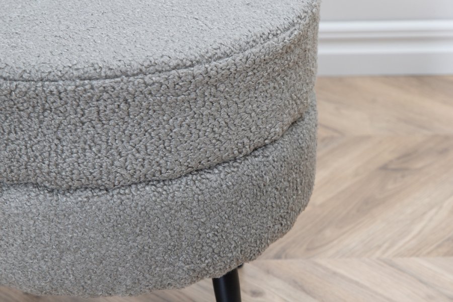 VENTURE DESIGN Pot puf, rund - gr bamsestof polyester og sort stl (40)