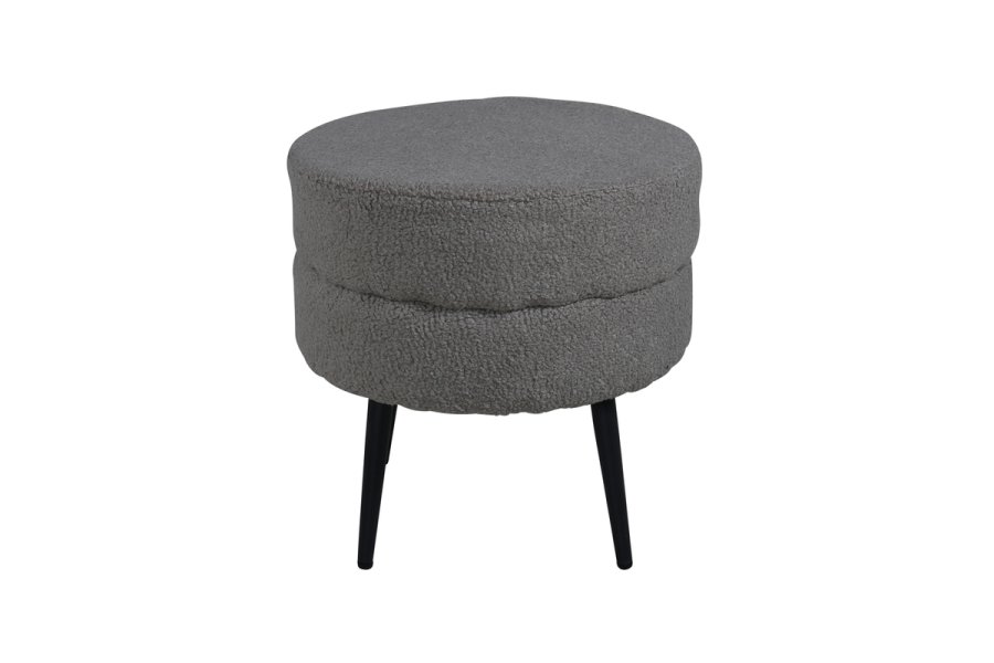 VENTURE DESIGN Pot puf, rund - gr bamsestof polyester og sort stl (40)