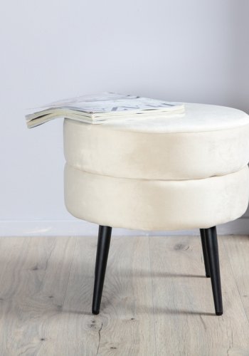 VENTURE DESIGN Pot puf, rund - beige fljl og sort stl (40)