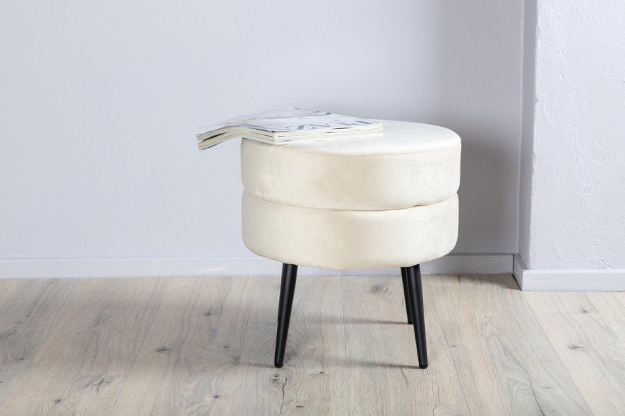 VENTURE DESIGN Pot puf, rund - beige fljl og sort stl (40)