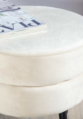 VENTURE DESIGN Pot puf, rund - beige fljl og sort stl (40)