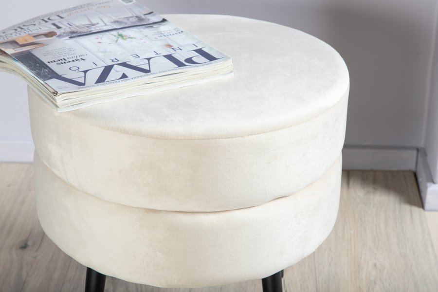 VENTURE DESIGN Pot puf, rund - beige fljl og sort stl (40)