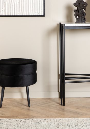 VENTURE DESIGN Pot puf, rund - sort fljl og sort stl (40)