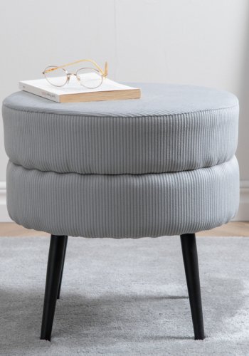 VENTURE DESIGN Pot puf, rund - gr fljl og sort stl (40)