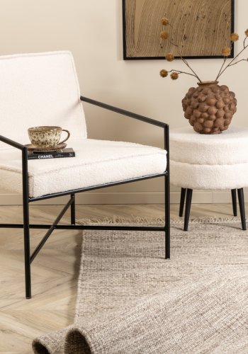 VENTURE DESIGN Rakel lnestol - hvid bamsestof polyester og sort stl