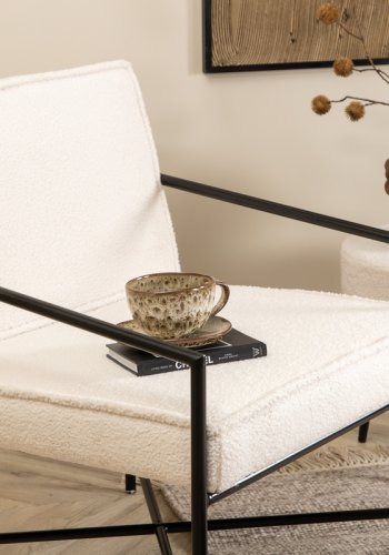 VENTURE DESIGN Rakel lnestol - hvid bamsestof polyester og sort stl