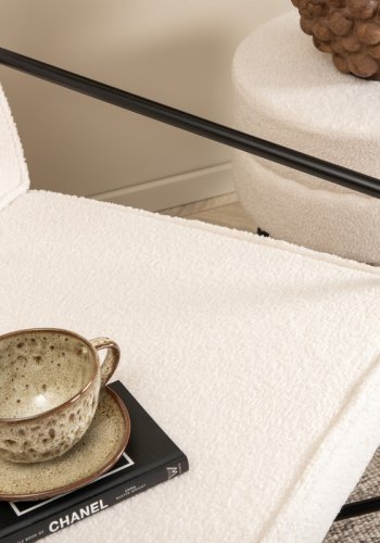 VENTURE DESIGN Rakel lnestol - hvid bamsestof polyester og sort stl