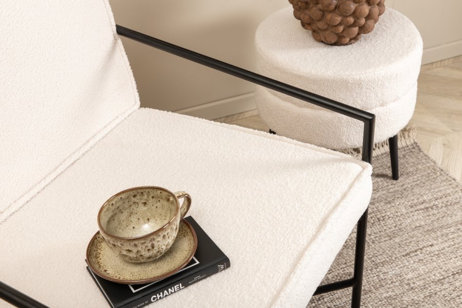 VENTURE DESIGN Rakel lnestol - hvid bamsestof polyester og sort stl