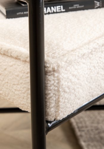 VENTURE DESIGN Rakel lnestol - hvid bamsestof polyester og sort stl