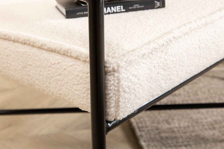 VENTURE DESIGN Rakel lnestol - hvid bamsestof polyester og sort stl