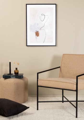 VENTURE DESIGN Rakel lnestol - beige bamsestof polyester og sort stl