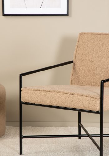 VENTURE DESIGN Rakel lnestol - beige bamsestof polyester og sort stl